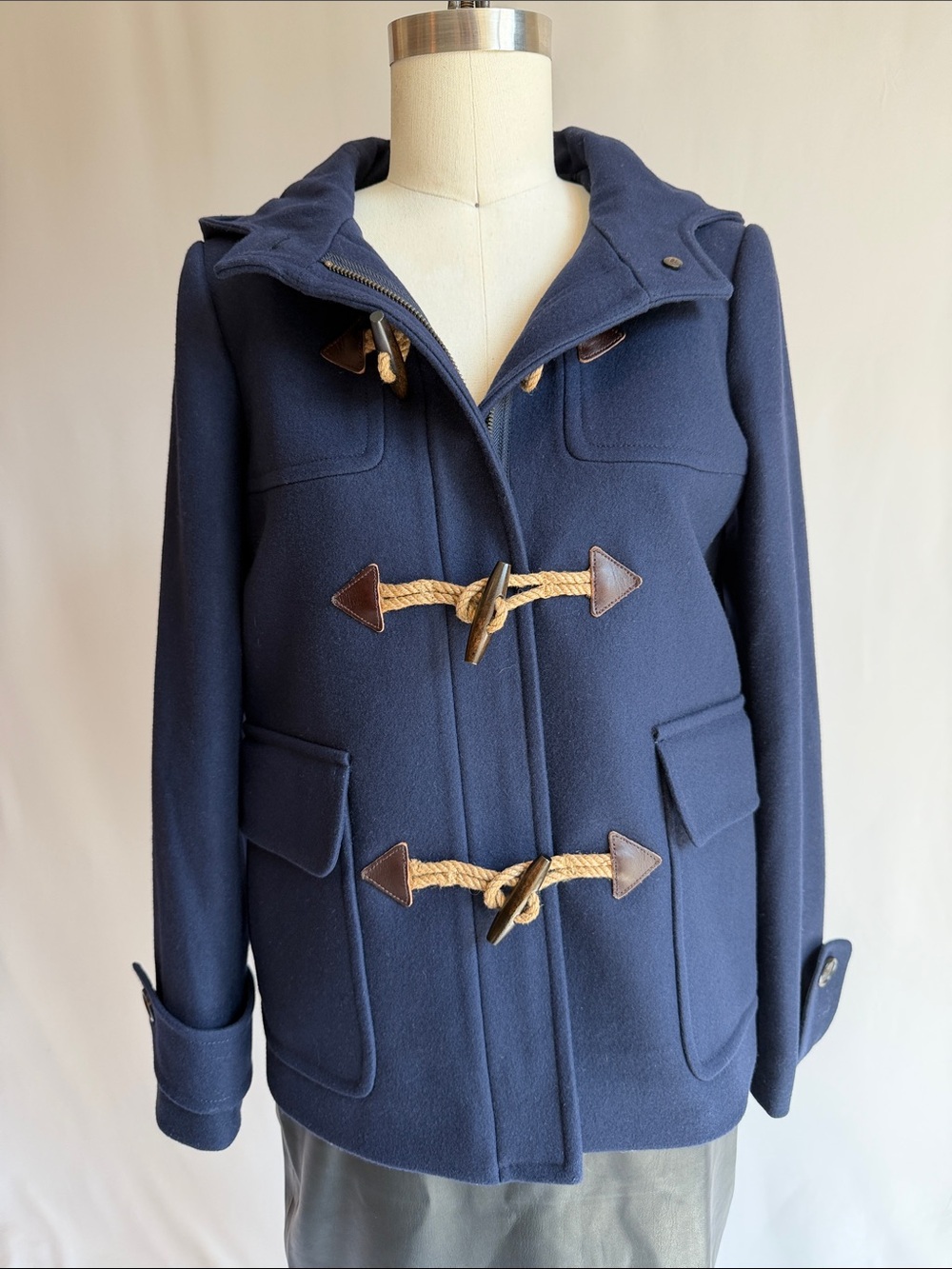 J. Crew Black Label, Navy Rope Toggle Wool Peacoat